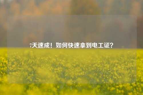 7天速成！如何快速拿到电工证？-图1